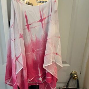 Pink and White Tie-Dye Poncho